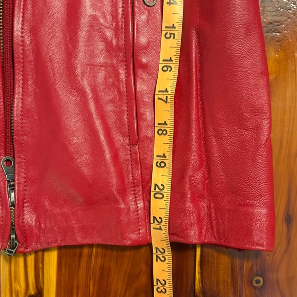 Vintage Maurice Sasson Red Leather Zip Sweater Jacket Women's Size Medium - Picture 6 of 11